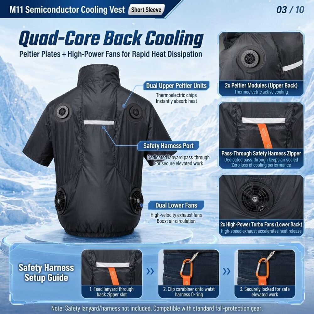 Short Sleeve Semiconductor Cooling Vest, TEC Refrigeration Summer Heat Relief Cooling Garment - Image 12