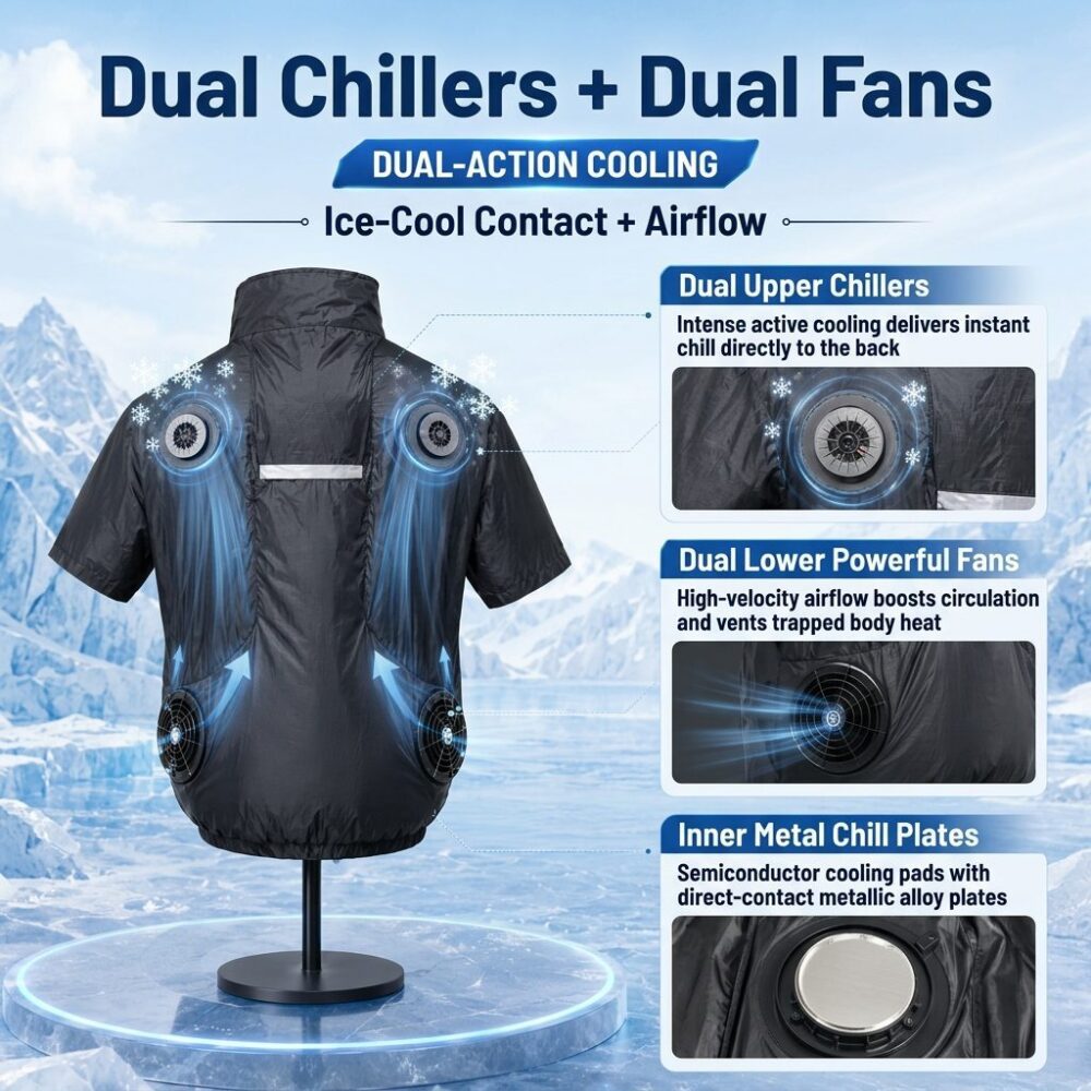 Short Sleeve Semiconductor Cooling Vest, TEC Refrigeration Summer Heat Relief Cooling Garment - Image 10