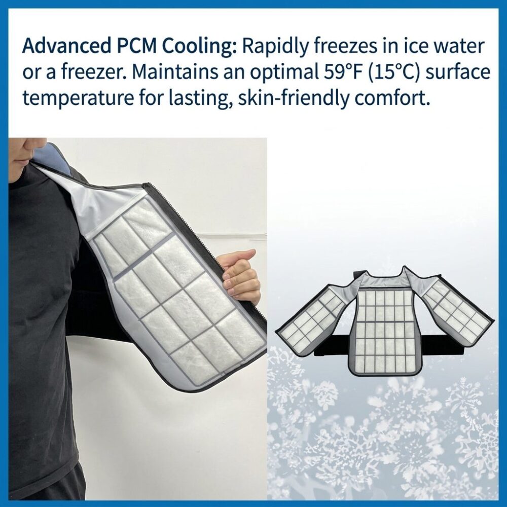 PCM Phase Change Cooling Vest, Adjustable Heat Relief Waistcoat for Construction & Delivery High-Temperature Work - Image 7