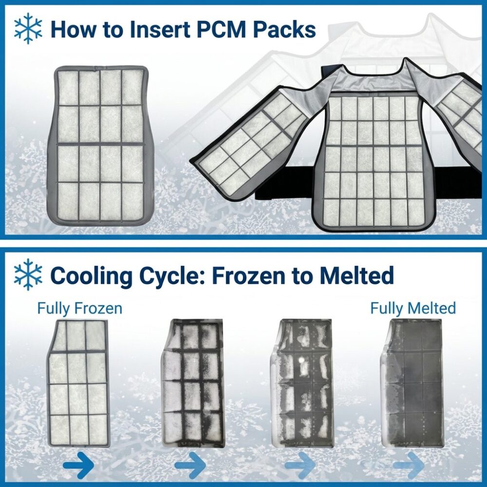 PCM Phase Change Cooling Vest, Adjustable Heat Relief Waistcoat for Construction & Delivery High-Temperature Work - Image 6